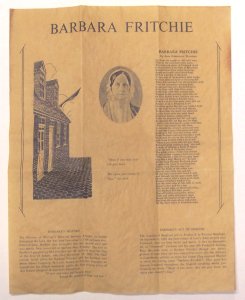 Barbara Fritchie antiqued parchment replica document
